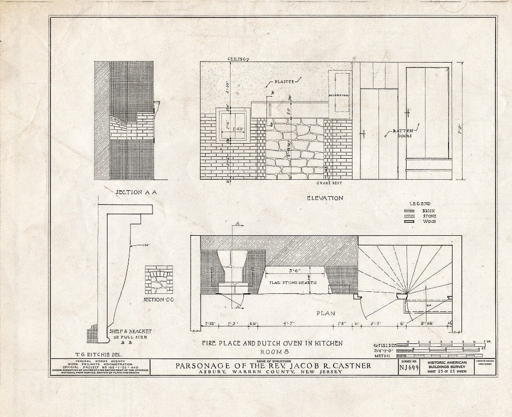 Blueprint HABS NJ,21-ASBU,1- (Sheet 25 of 25) - Reverend Jacob R. Castner Parsonage, Main Street, Asbury, Warren County, NJ