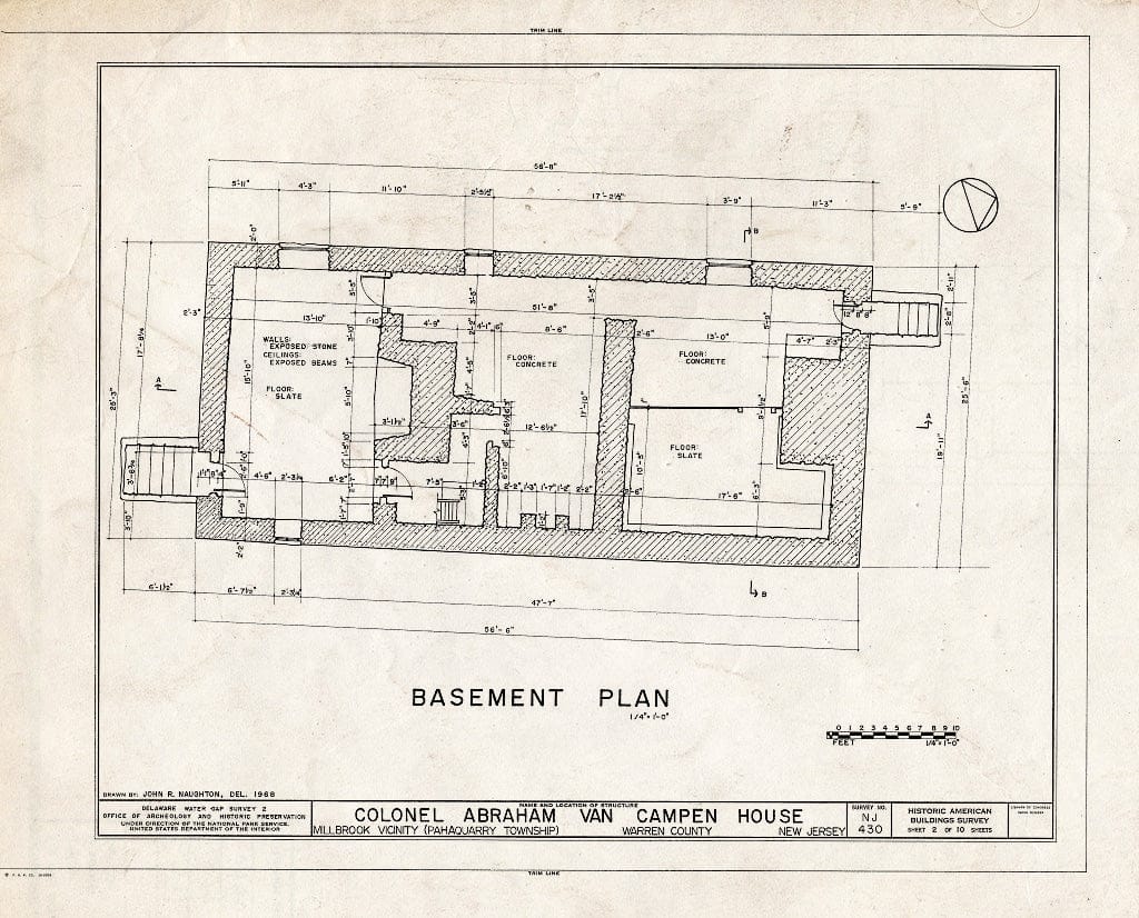 Blueprint HABS NJ,21-Cal,1- (Sheet 2 of 10) - Colonel Abraham Van Campen House, Old Mine Road, Millbrook, Warren County, NJ