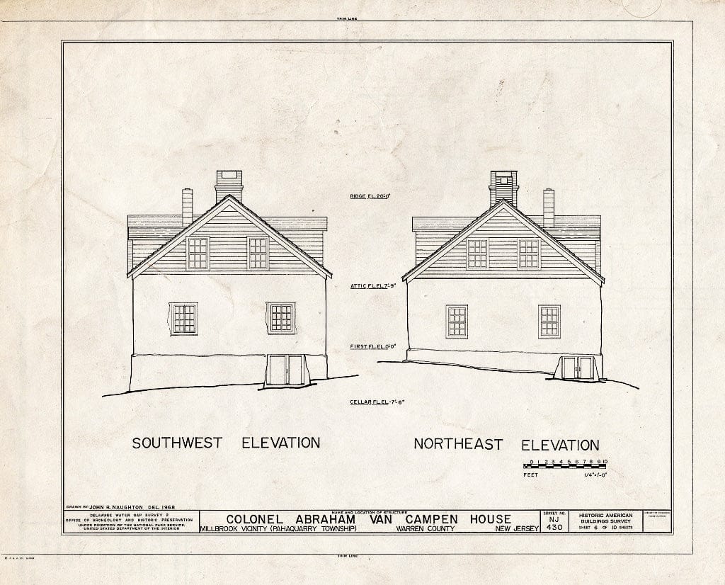 Blueprint HABS NJ,21-Cal,1- (Sheet 6 of 10) - Colonel Abraham Van Campen House, Old Mine Road, Millbrook, Warren County, NJ