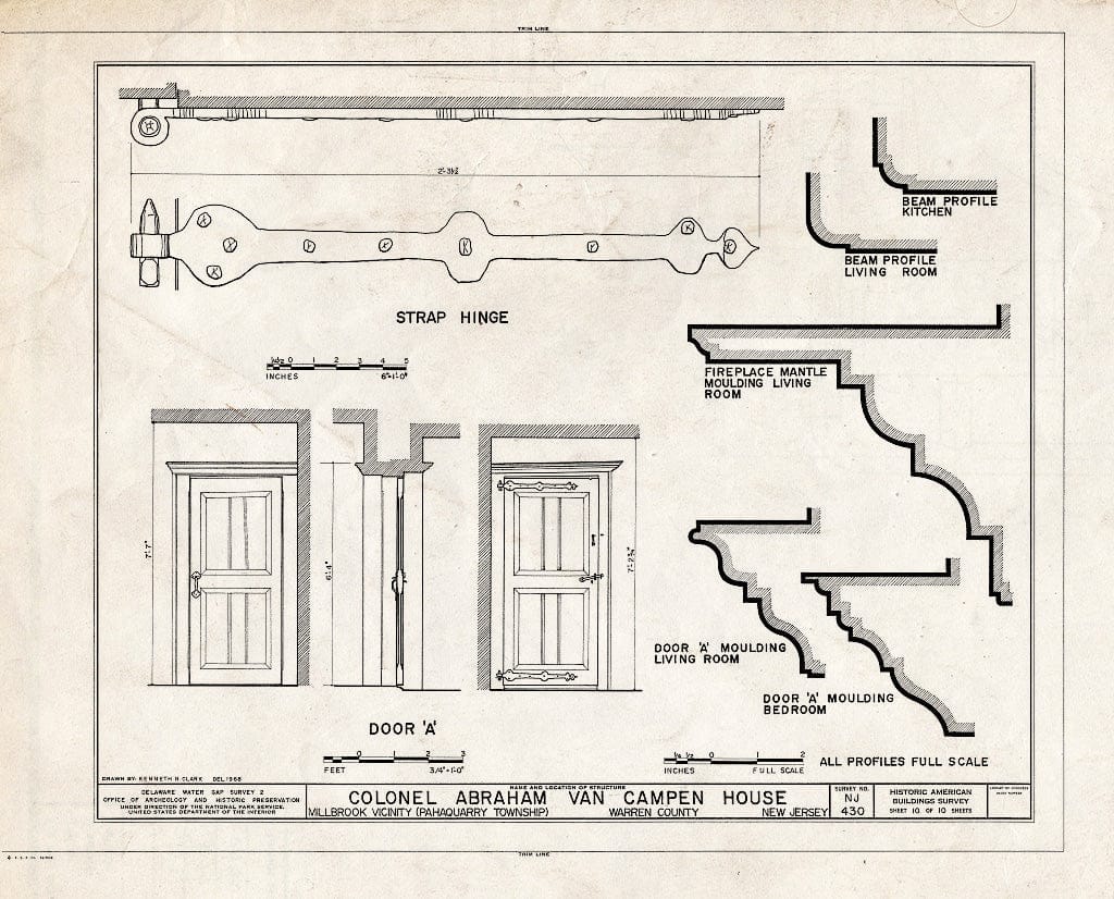 Blueprint HABS NJ,21-Cal,1- (Sheet 10 of 10) - Colonel Abraham Van Campen House, Old Mine Road, Millbrook, Warren County, NJ