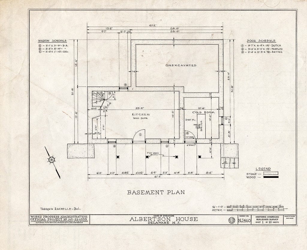 Blueprint HABS NJ,21-DEL,1- (Sheet 1 of 10) - Albertson House, Delaware, Warren County, NJ