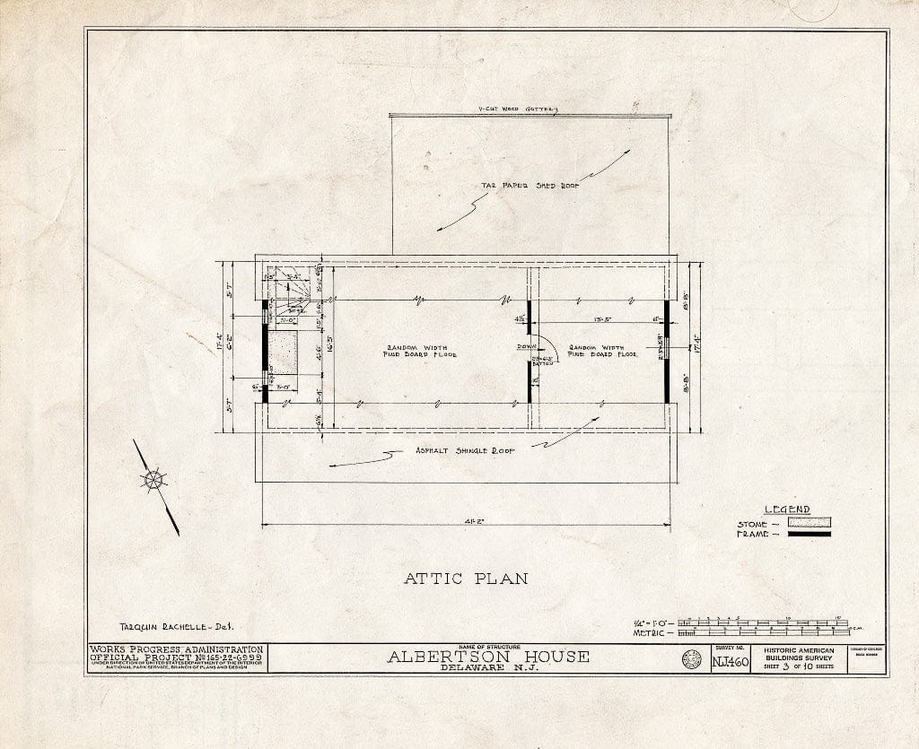 Blueprint HABS NJ,21-DEL,1- (Sheet 3 of 10) - Albertson House, Delaware, Warren County, NJ