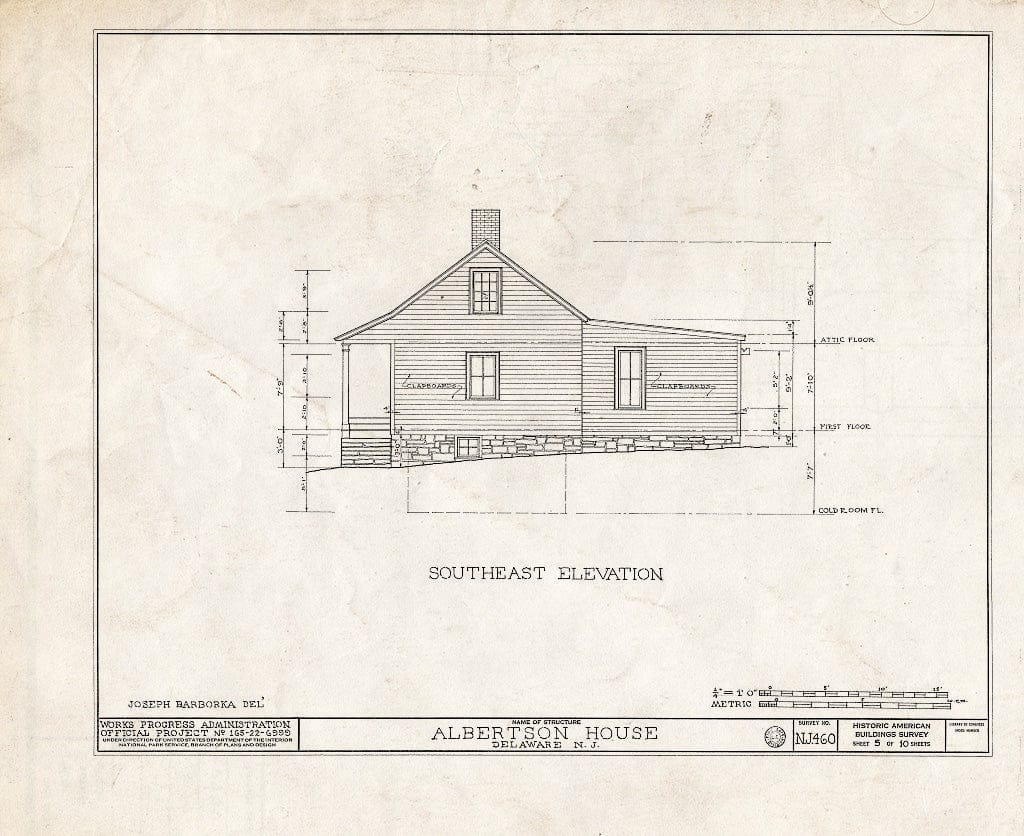 Blueprint HABS NJ,21-DEL,1- (Sheet 5 of 10) - Albertson House, Delaware, Warren County, NJ