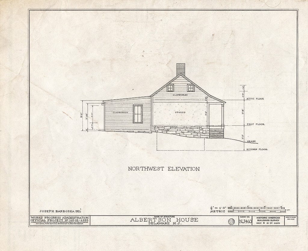Blueprint HABS NJ,21-DEL,1- (Sheet 6 of 10) - Albertson House, Delaware, Warren County, NJ