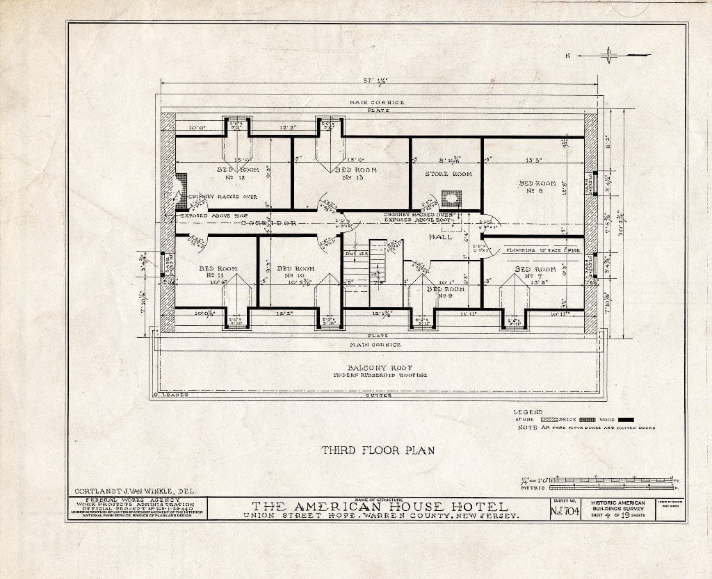 Blueprint HABS NJ,21-HOP,4- (Sheet 4 of 19) - American House Hotel, Union Street & Moravian Alley, Hope, Warren County, NJ