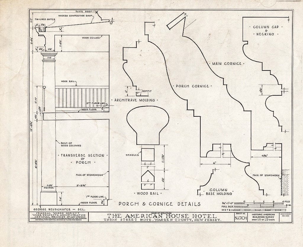 Blueprint HABS NJ,21-HOP,4- (Sheet 10 of 19) - American House Hotel, Union Street & Moravian Alley, Hope, Warren County, NJ