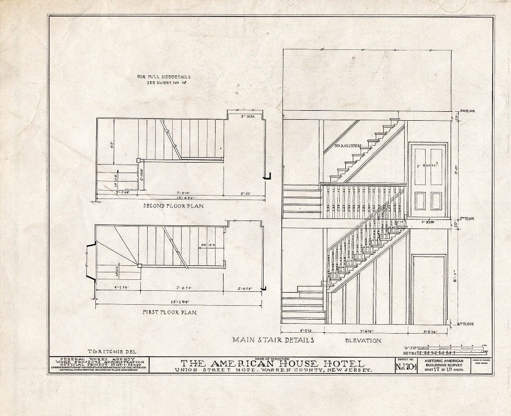 Blueprint HABS NJ,21-HOP,4- (Sheet 17 of 19) - American House Hotel, Union Street & Moravian Alley, Hope, Warren County, NJ