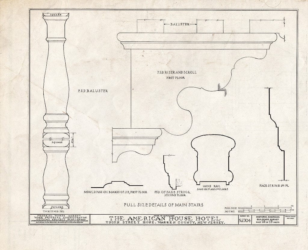 Blueprint HABS NJ,21-HOP,4- (Sheet 18 of 19) - American House Hotel, Union Street & Moravian Alley, Hope, Warren County, NJ