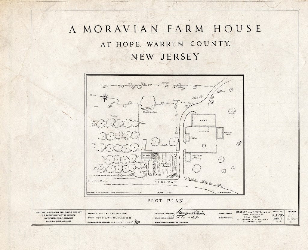 Blueprint HABS NJ,21-HOP.V,2- (Sheet 0 of 14) - Moravian Farm House, Hope, Warren County, NJ