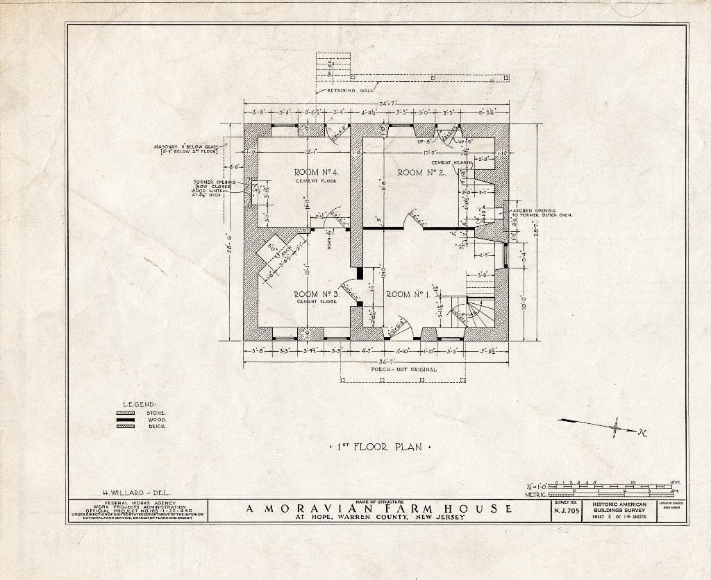 Blueprint HABS NJ,21-HOP.V,2- (Sheet 2 of 14) - Moravian Farm House, Hope, Warren County, NJ