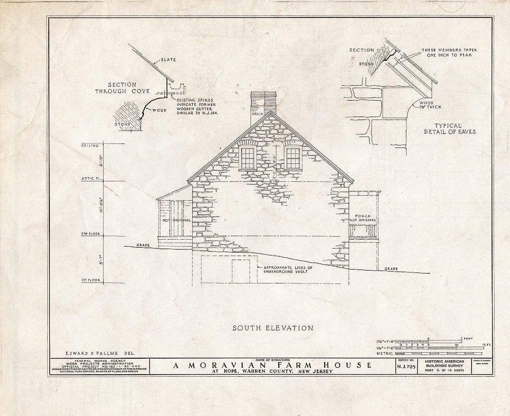 Blueprint HABS NJ,21-HOP.V,2- (Sheet 6 of 14) - Moravian Farm House, Hope, Warren County, NJ
