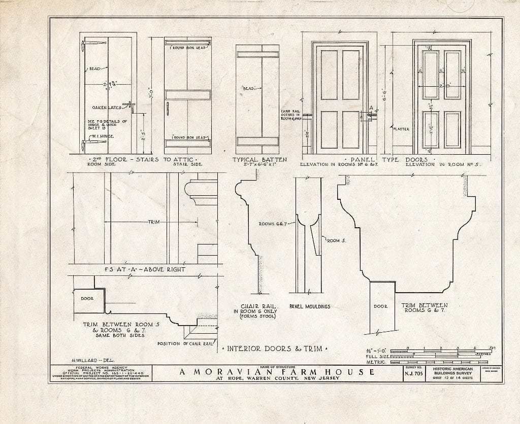 Blueprint HABS NJ,21-HOP.V,2- (Sheet 12 of 14) - Moravian Farm House, Hope, Warren County, NJ