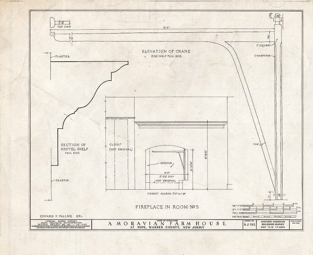Blueprint HABS NJ,21-HOP.V,2- (Sheet 13 of 14) - Moravian Farm House, Hope, Warren County, NJ
