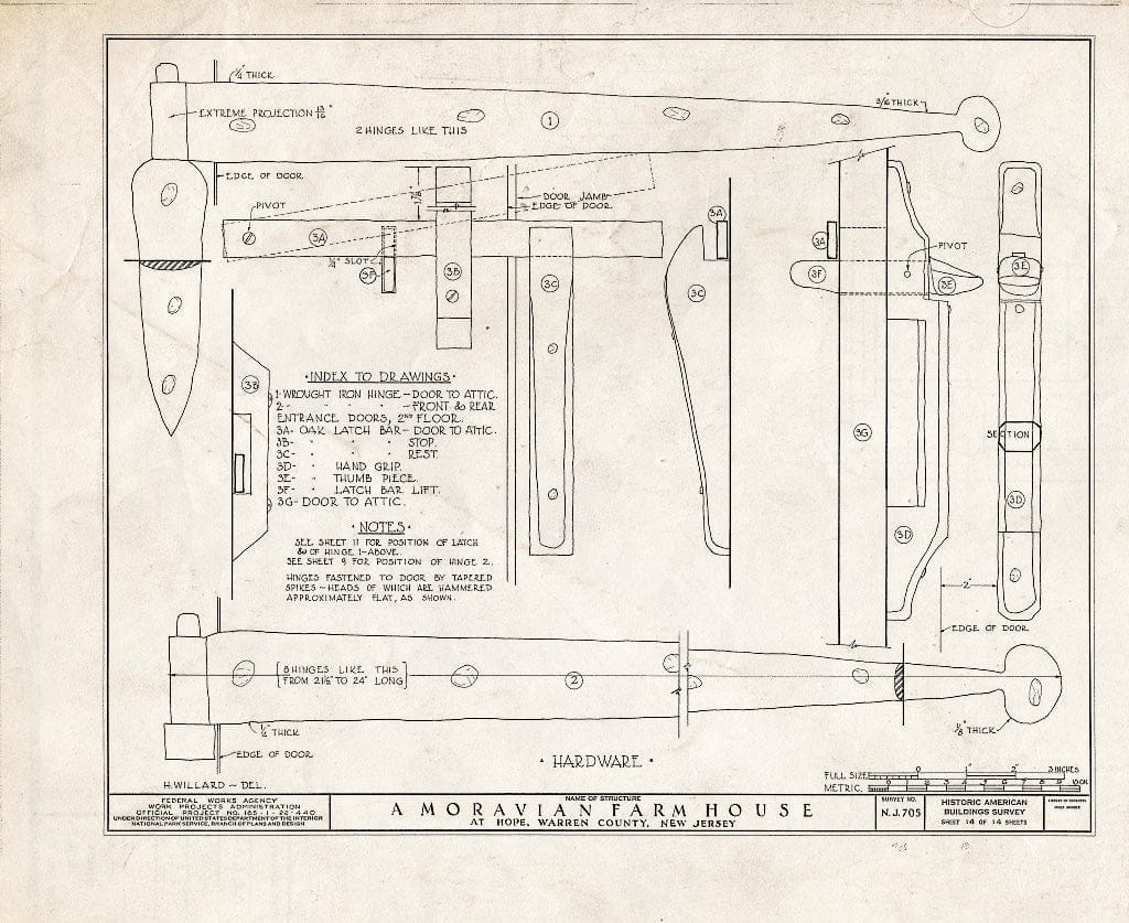 Blueprint HABS NJ,21-HOP.V,2- (Sheet 14 of 14) - Moravian Farm House, Hope, Warren County, NJ