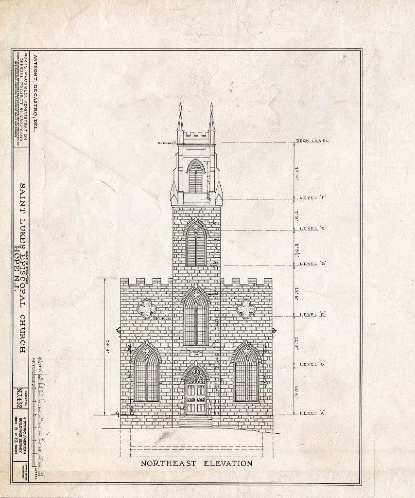 Blueprint HABS NJ,21-HOP,1- (Sheet 5 of 22) - St. Luke's Episcopal Church, High Street & Hickory Street, Hope, Warren County, NJ