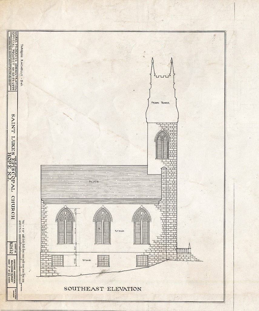 Blueprint HABS NJ,21-HOP,1- (Sheet 7 of 22) - St. Luke's Episcopal Church, High Street & Hickory Street, Hope, Warren County, NJ