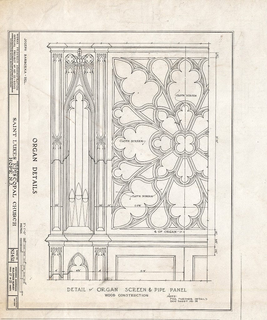 Blueprint HABS NJ,21-HOP,1- (Sheet 17 of 22) - St. Luke's Episcopal Church, High Street & Hickory Street, Hope, Warren County, NJ