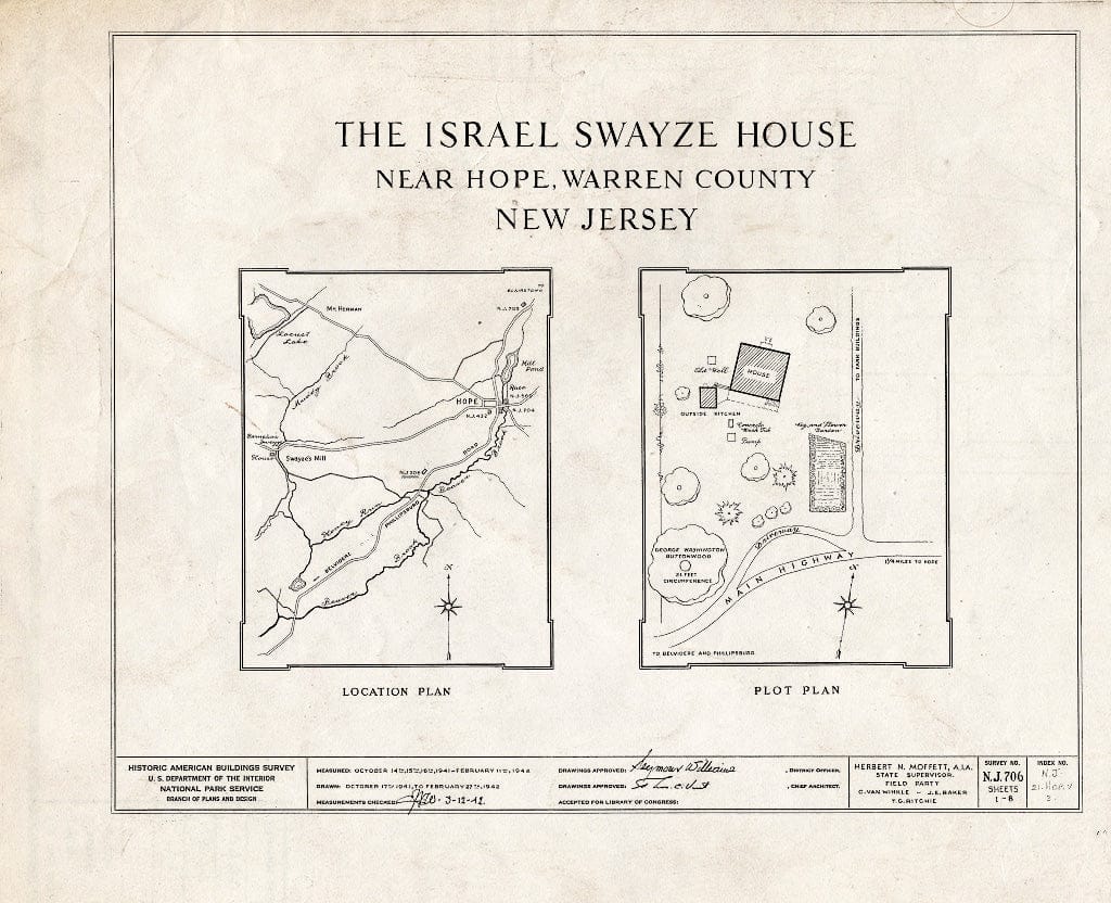 Blueprint HABS NJ,21-HOP.V,3- (Sheet 0 of 8) - Israel Swayze House, Hope, Warren County, NJ