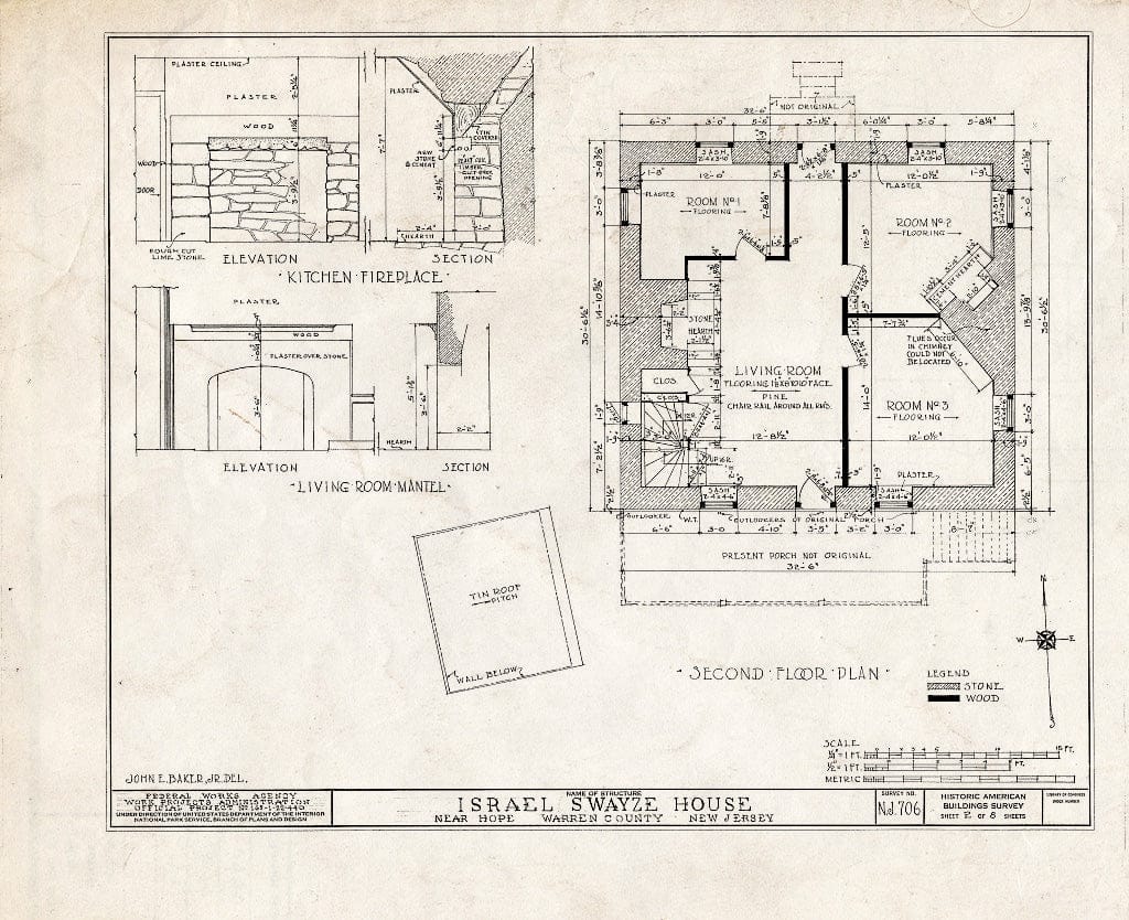Blueprint HABS NJ,21-HOP.V,3- (Sheet 2 of 8) - Israel Swayze House, Hope, Warren County, NJ
