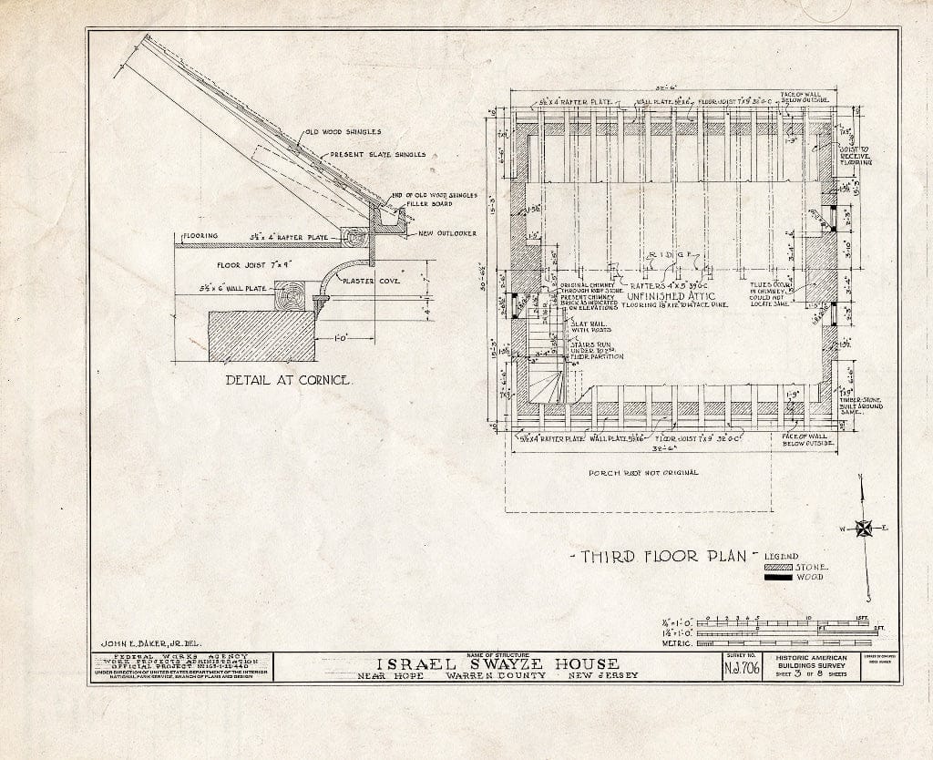 Blueprint HABS NJ,21-HOP.V,3- (Sheet 3 of 8) - Israel Swayze House, Hope, Warren County, NJ