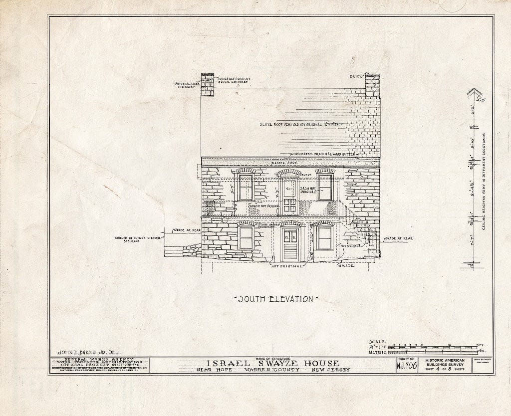 Blueprint HABS NJ,21-HOP.V,3- (Sheet 4 of 8) - Israel Swayze House, Hope, Warren County, NJ