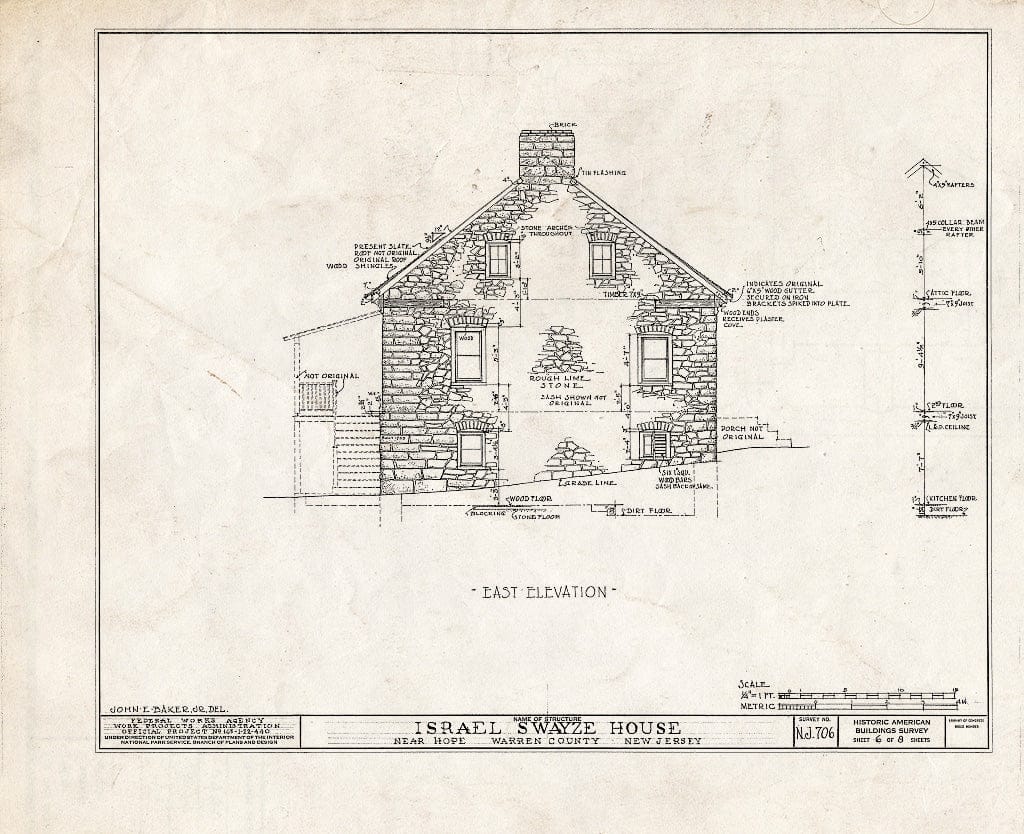 Blueprint HABS NJ,21-HOP.V,3- (Sheet 6 of 8) - Israel Swayze House, Hope, Warren County, NJ
