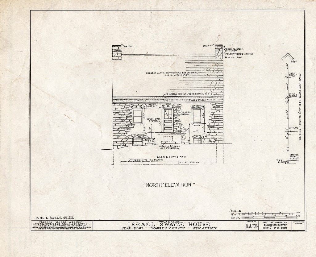 Blueprint HABS NJ,21-HOP.V,3- (Sheet 7 of 8) - Israel Swayze House, Hope, Warren County, NJ
