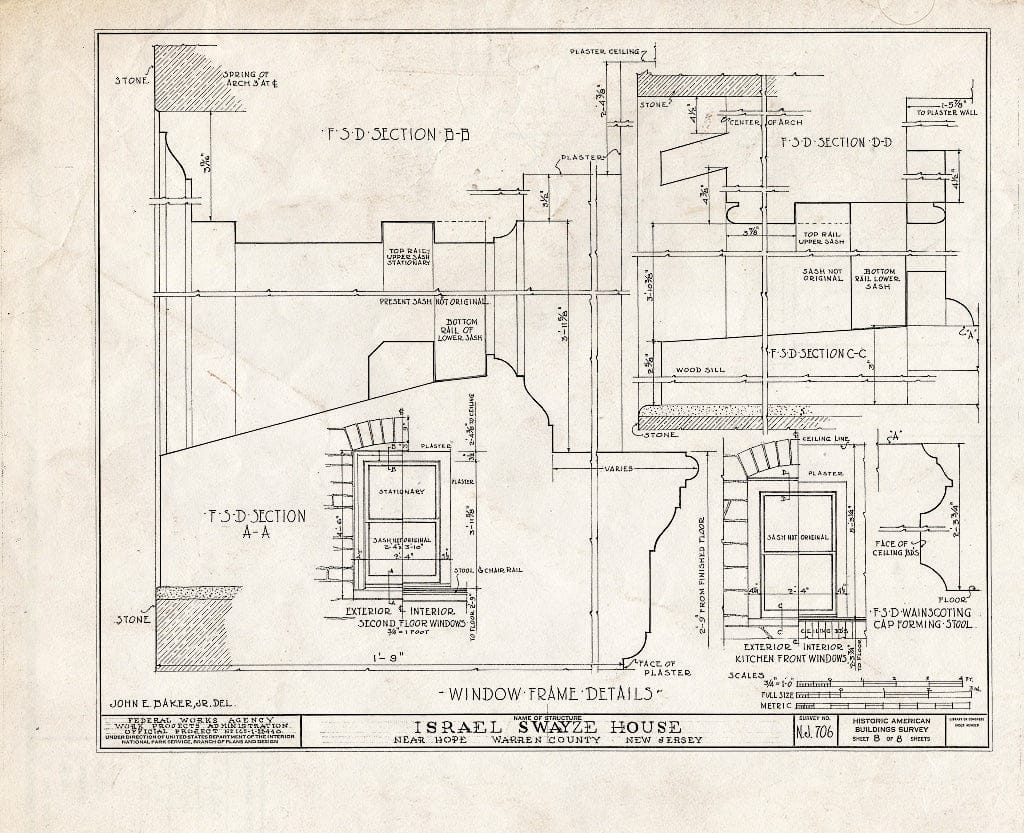 Blueprint HABS NJ,21-HOP.V,3- (Sheet 8 of 8) - Israel Swayze House, Hope, Warren County, NJ