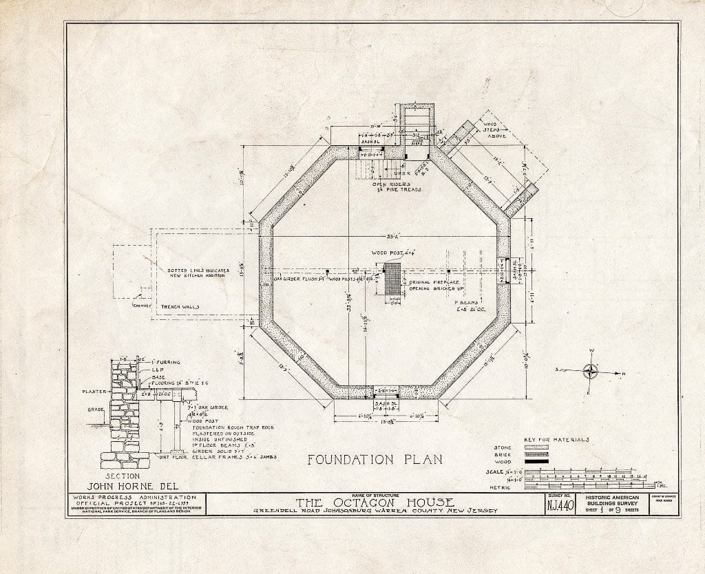 Blueprint HABS NJ,21-JONBU,1- (Sheet 1 of 9) - Gibbs House, Greendell Road, Johnsonburg, Warren County, NJ