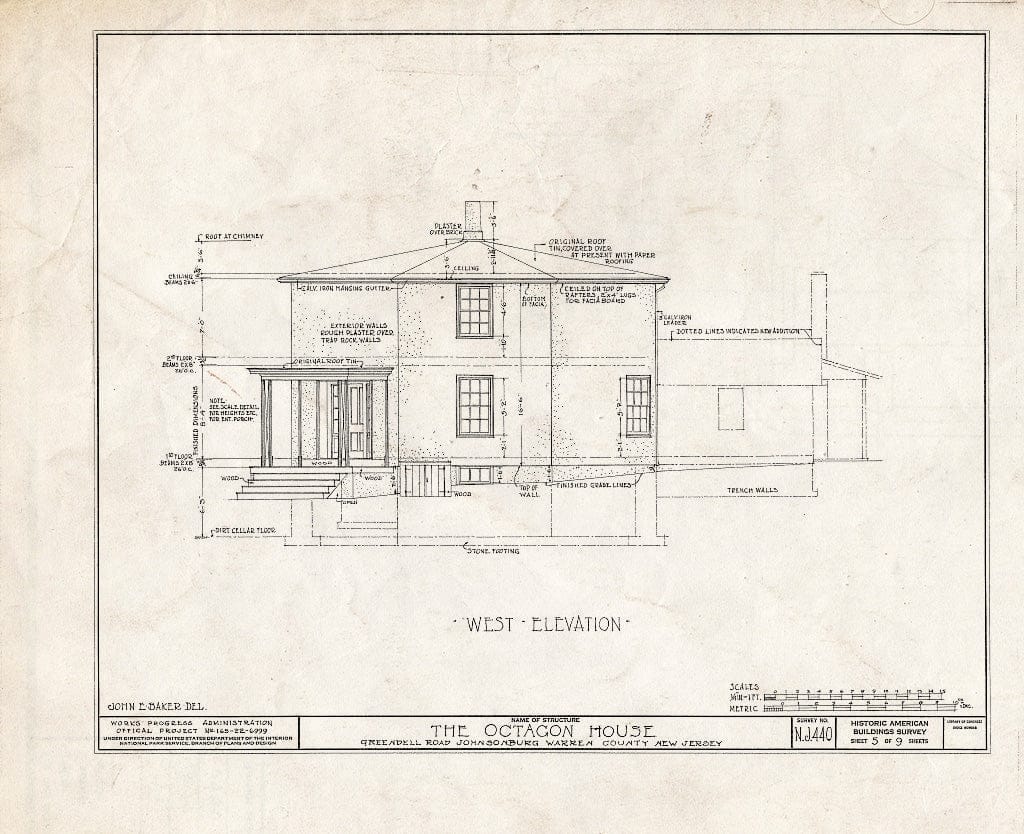 Blueprint HABS NJ,21-JONBU,1- (Sheet 5 of 9) - Gibbs House, Greendell Road, Johnsonburg, Warren County, NJ