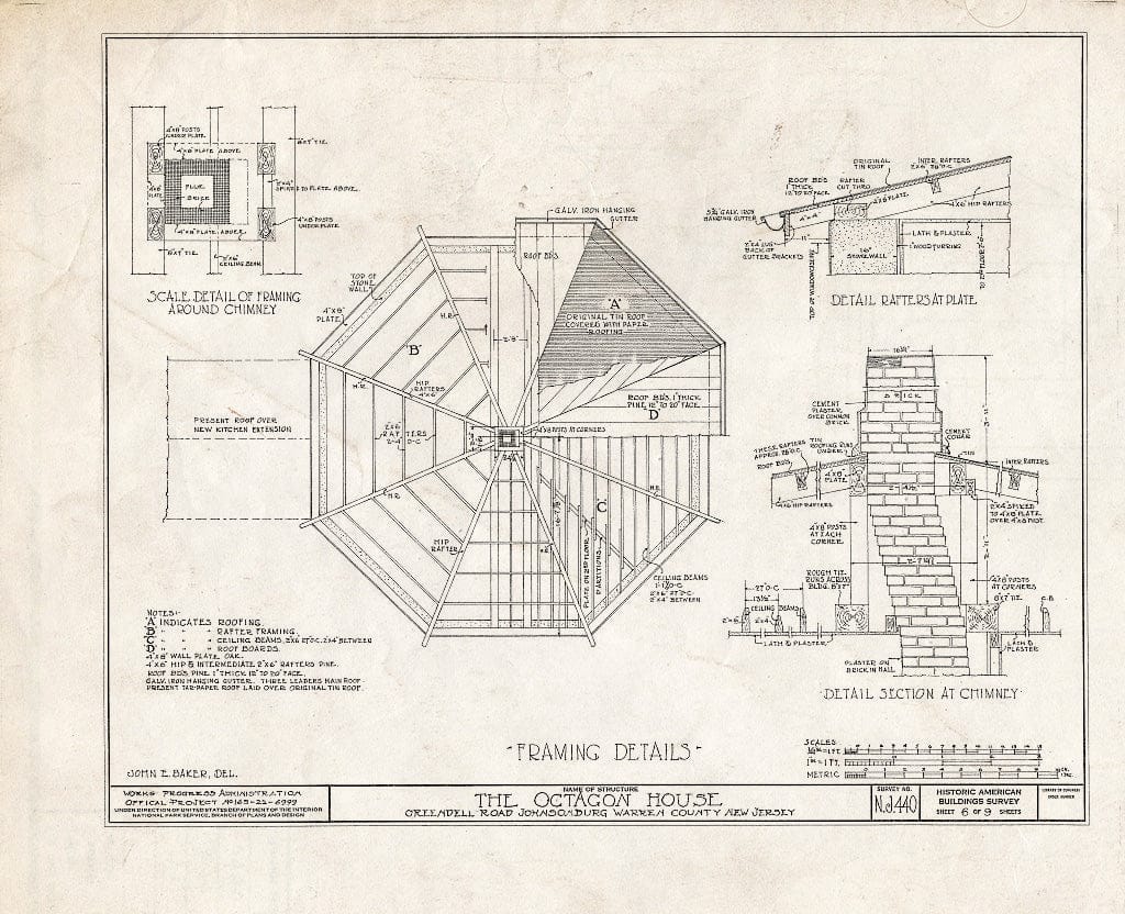 Blueprint HABS NJ,21-JONBU,1- (Sheet 6 of 9) - Gibbs House, Greendell Road, Johnsonburg, Warren County, NJ