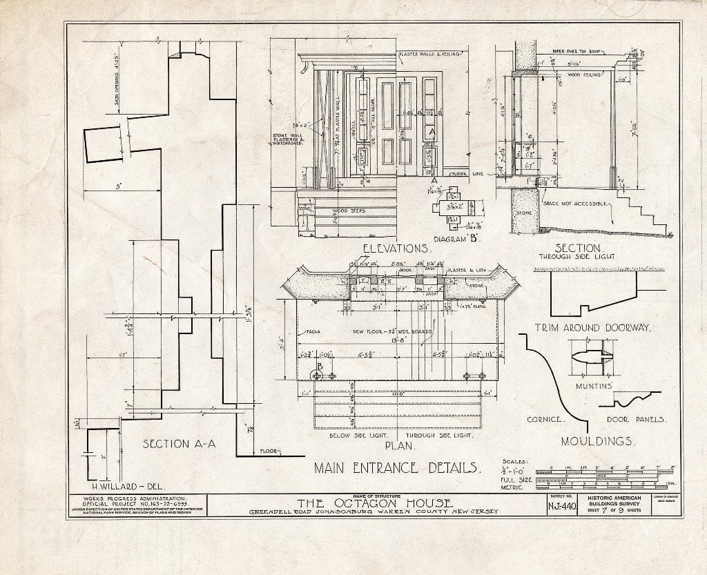 Blueprint HABS NJ,21-JONBU,1- (Sheet 7 of 9) - Gibbs House, Greendell Road, Johnsonburg, Warren County, NJ