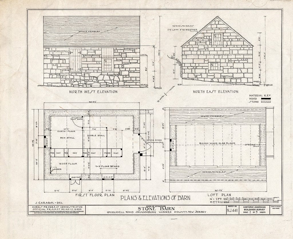 Blueprint HABS NJ,21-JONBU,2- (Sheet 1 of 5) - Dennis Stone Barn (Storehouse), Greendell Road, Johnsonburg, Warren County, NJ