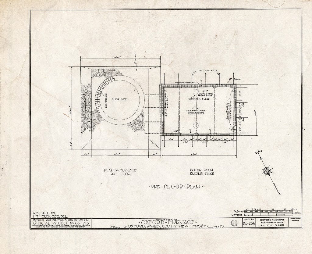 Blueprint HABS NJ,21-OXFO,1- (Sheet 2 of 8) - Oxford Furnace, Oxford, Warren County, NJ