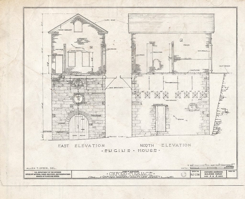 Blueprint HABS NJ,21-OXFO,1- (Sheet 3 of 8) - Oxford Furnace, Oxford, Warren County, NJ