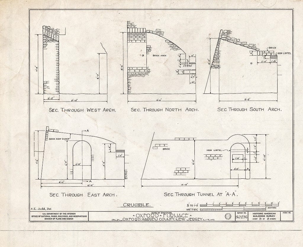 Blueprint HABS NJ,21-OXFO,1- (Sheet 5 of 8) - Oxford Furnace, Oxford, Warren County, NJ