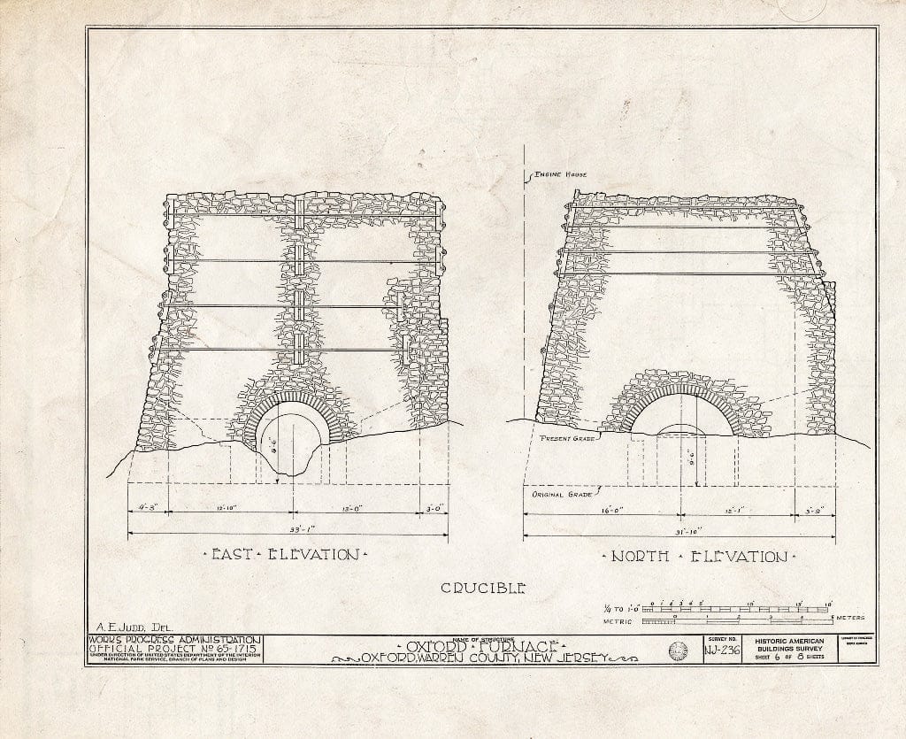 Blueprint HABS NJ,21-OXFO,1- (Sheet 6 of 8) - Oxford Furnace, Oxford, Warren County, NJ