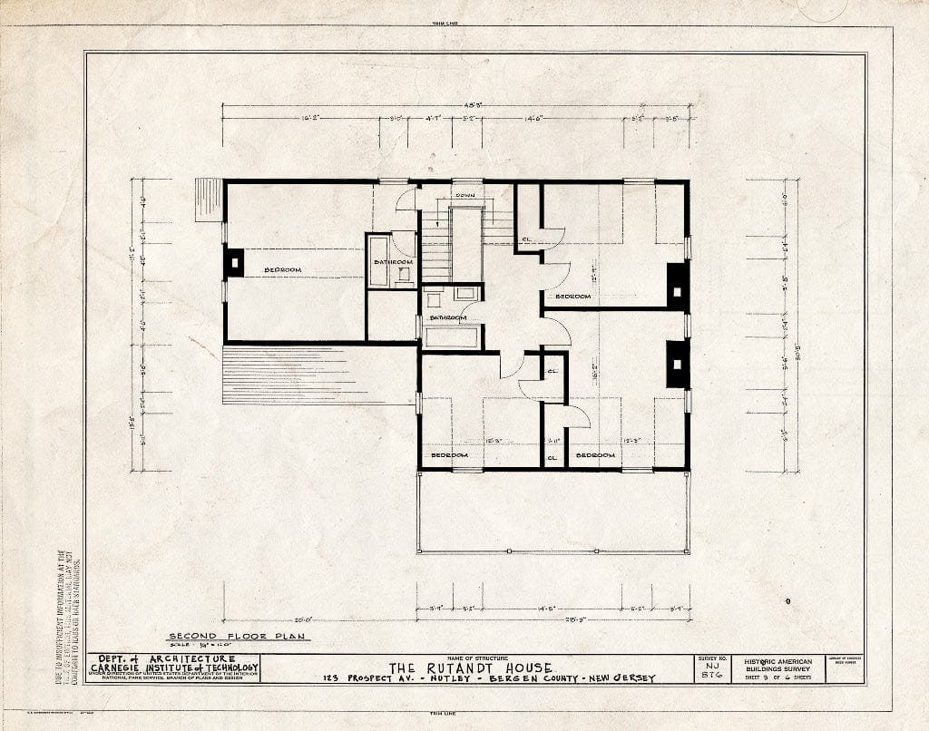 Blueprint HABS NJ,7-NUT,5- (Sheet 3 of 6) - Rutandt House, 123 Prospect Avenue, Nutley, Essex County, NJ