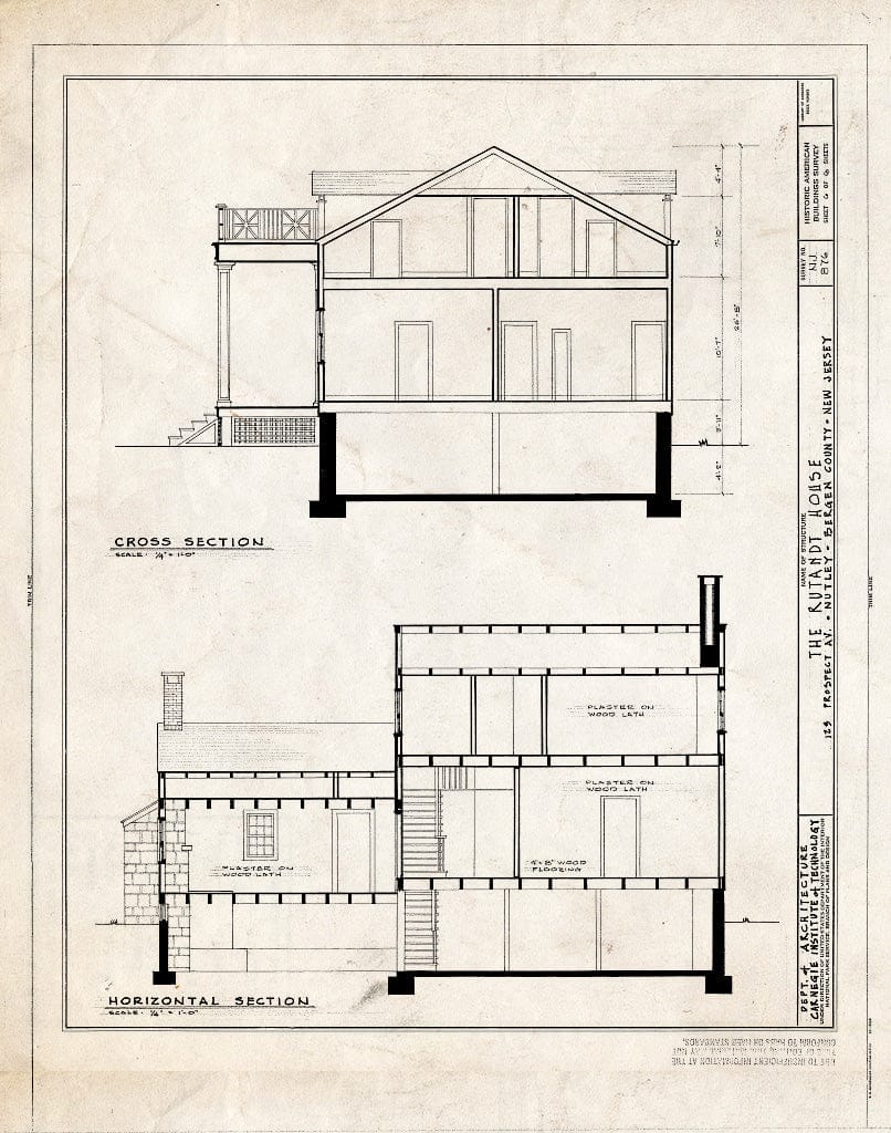 Blueprint HABS NJ,7-NUT,5- (Sheet 6 of 6) - Rutandt House, 123 Prospect Avenue, Nutley, Essex County, NJ