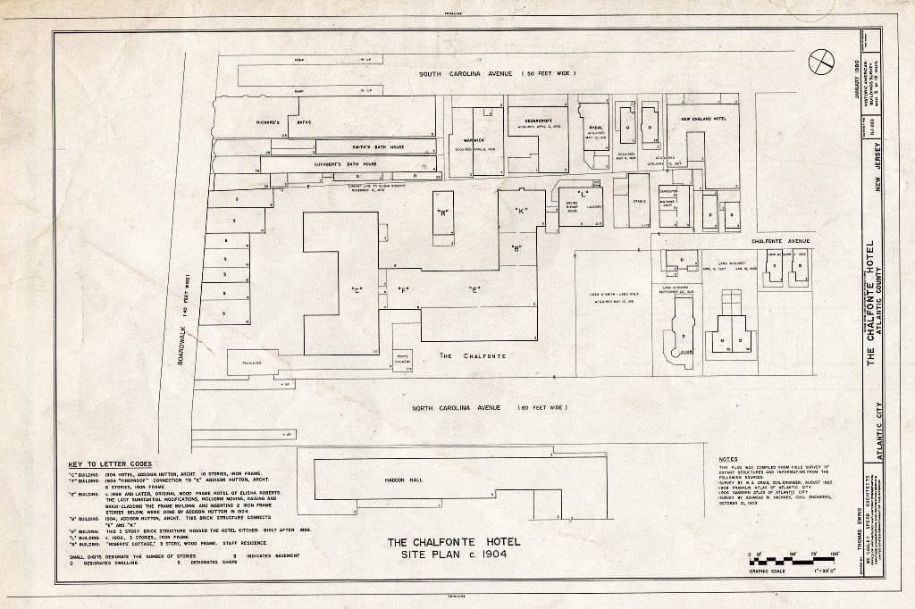 Blueprint HABS NJ,1-ATCI,4- (Sheet 5 of 19) - Chalfonte Hotel, Pacific & North Carolina Avenues, Atlantic City, Atlantic County, NJ