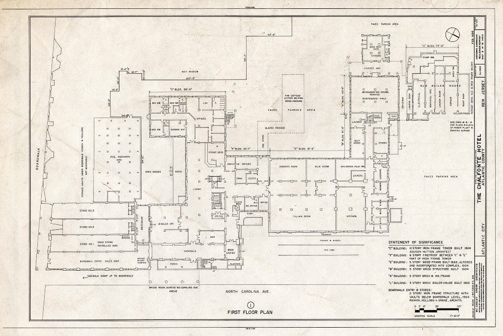 Blueprint HABS NJ,1-ATCI,4- (Sheet 9 of 19) - Chalfonte Hotel, Pacific & North Carolina Avenues, Atlantic City, Atlantic County, NJ