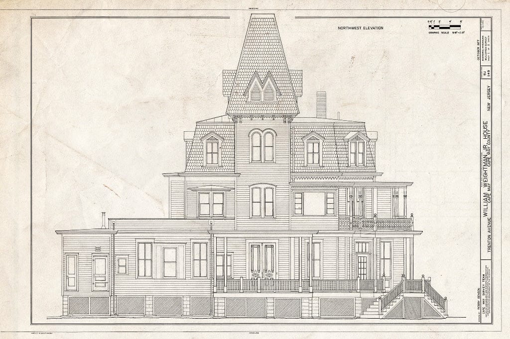 Blueprint HABS NJ,5-CAPMA,63- (Sheet 1 of 1) - William Weightman Jr. House, Trenton Avenue, Between Beach & New Jersey Avenues, Cape May, Cape May County, NJ