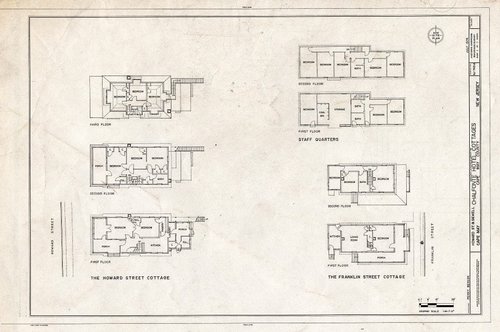 Blueprint HABS NJ,5-CAPMA,36A- (Sheet 1 of 1) - Chalfonte Hotel, Cottages, Howard & Sewell Streets, Cape May, Cape May County, NJ