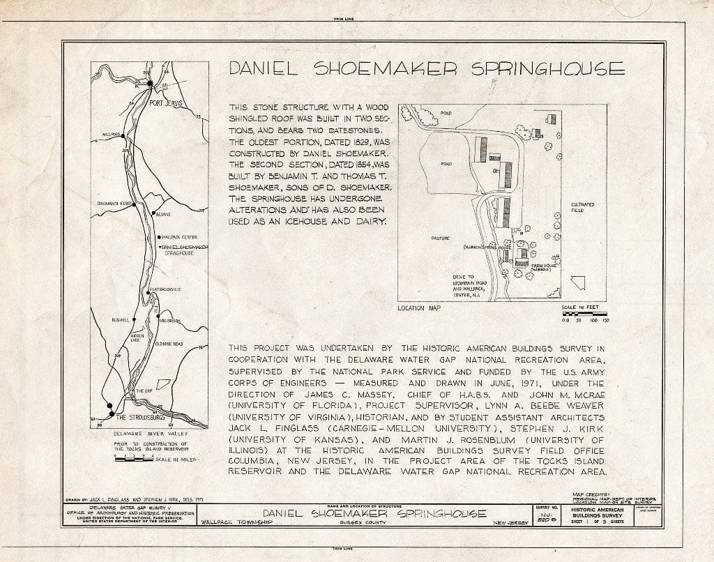 Blueprint HABS NJ,19-WALPAC.V,1-B- (Sheet 1 of 3) - Daniel Shoemaker Farm, Springhouse, Wallpack Center, Sussex County, NJ