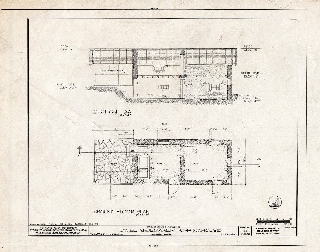 Blueprint HABS NJ,19-WALPAC.V,1-B- (Sheet 2 of 3) - Daniel Shoemaker Farm, Springhouse, Wallpack Center, Sussex County, NJ