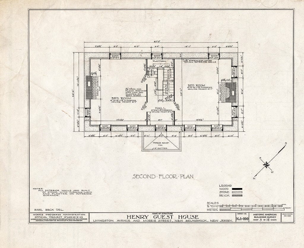 Blueprint HABS NJ,12-NEBRU,5- (Sheet 3 of 14) - Henry Guest House, New Brunswick, Middlesex County, NJ