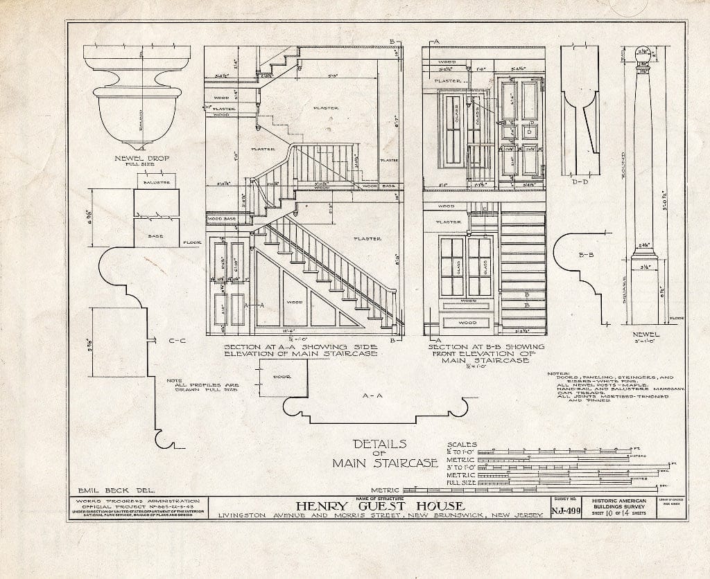 Blueprint HABS NJ,12-NEBRU,5- (Sheet 10 of 14) - Henry Guest House, New Brunswick, Middlesex County, NJ