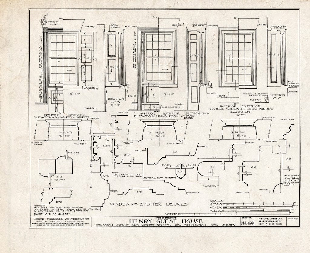Blueprint HABS NJ,12-NEBRU,5- (Sheet 13 of 14) - Henry Guest House, New Brunswick, Middlesex County, NJ