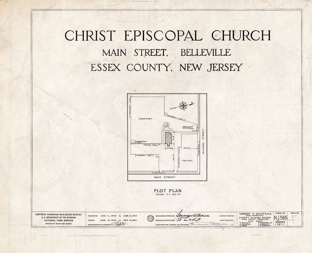 Blueprint HABS NJ,7-BELVI,7- (Sheet 0 of 11) - Christ Episcopal Church, Belleville, Essex County, NJ