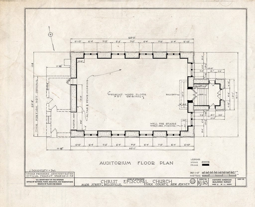 Blueprint HABS NJ,7-BELVI,7- (Sheet 2 of 11) - Christ Episcopal Church, Belleville, Essex County, NJ